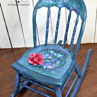 Small Blue Rocking Chair | Little Blue Rocking Chair | Little Blue Rocker | Blue Rocking Chair | Blue Chair 