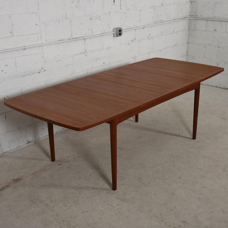 Danish Modern Teak Fold-Out Expanding Compact Dining Table
