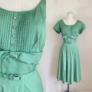 Vintage 1950s Green Cocktail Dress / M 