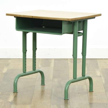 Vintage Industrial Lime Green School Desk 