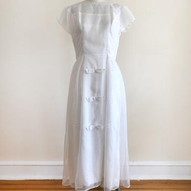 White Organza Dress with Bows - 1960s 
