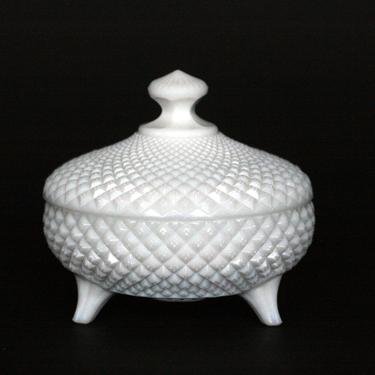 vintage fento white milkglass footed candy dish 