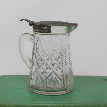 Etched glass Pitcher with Top 