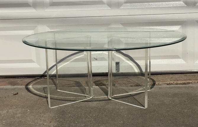 Vintage Glass And Lucite Round Coffee, Round Coffee Table Base Only