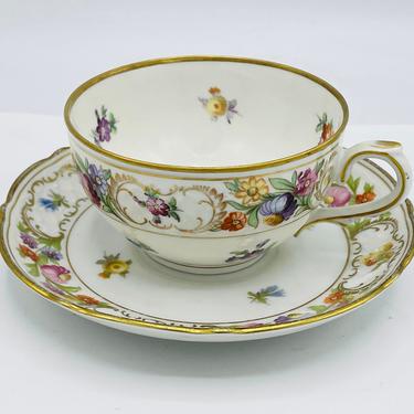 Vintage Schumann Bavaria Dresden Hand Painted Tea Cup and Saucer- Chip Free 