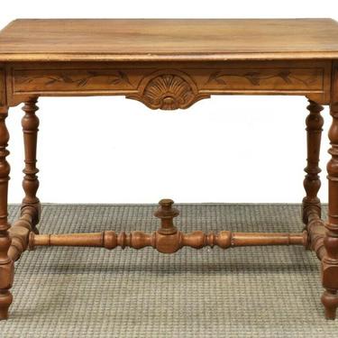 Antique French Henri II Style Carved Walnut Writing Table Desk