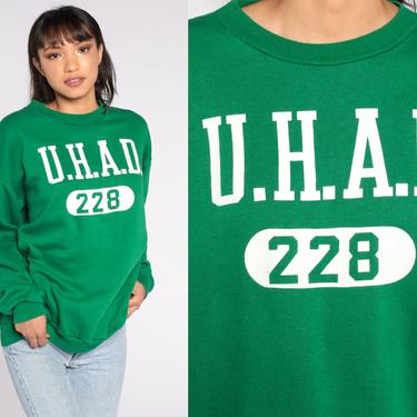University Of Hawaii Sweatshirt 80s UHAD Athletics Department Shirt Graphic College Sweater Green Vintage Russell 2xl xxl 