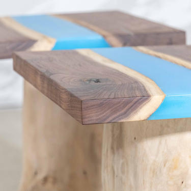 Blue Water Epoxy Resin End Tables 
