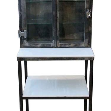 Medical Steel Cabinet with White Vitrolite Shelves &#038; Beveled Glass