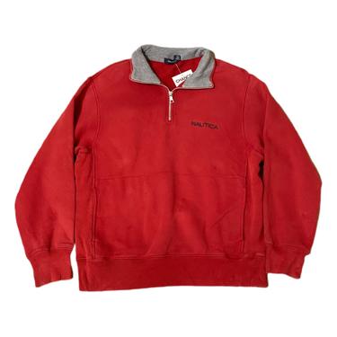 (S) Nautica Red Quarterzip Sweater 062921 LM