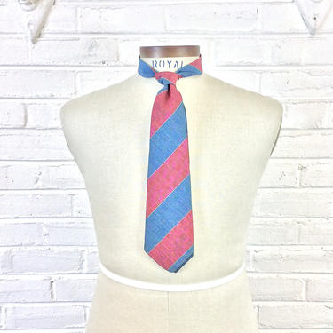 Vintage 1940s Red and Blue Striped Palm Beach Cloth Necktie 