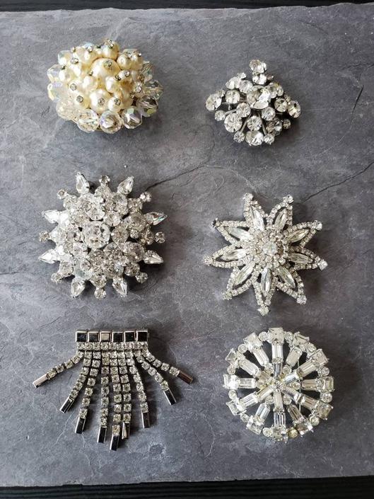 Vintage Sparkly Rhinestone Brooch Pins Jewelry Lot*U Pick*Gold Plated*Flowers 