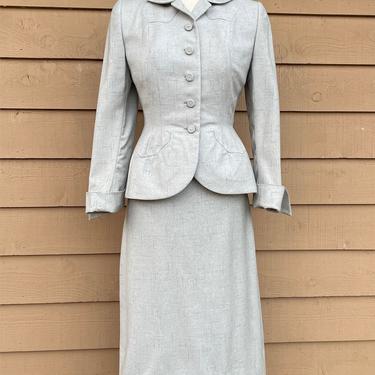 1940s Gray Wool Suit Courtshire (Moth Damage) 