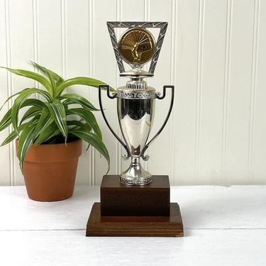 Poker trophy - vintage 1960s wood and metal trophy to personalize 