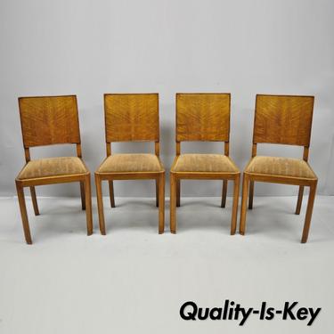Set of 4 Antique French Art Deco Mahogany Inlaid Dining Room Side Chairs