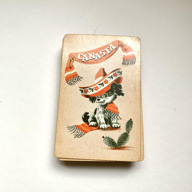 Vintage Canasta Dog-Themed Playing Cards, Full Set 