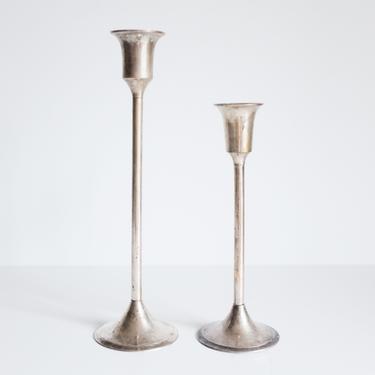Silver Plated Tulip Candle Holders - Set of 2 