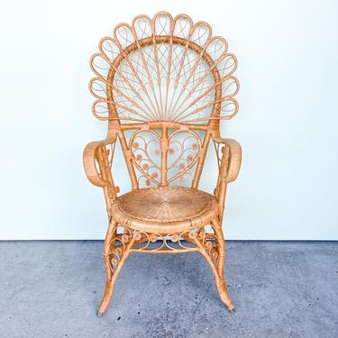 Natural Sweetheart Fiddlehead Wicker Peacock Chair