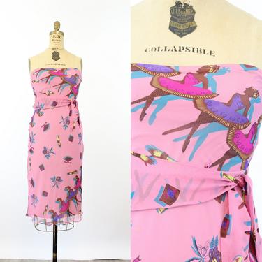 1990s BALLERINA hand print strapless Betsey Johnson dress xs | new summer 