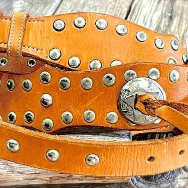 ViNTagE: Ralph Lauren Brown Leather Conch Belt - Studded Belt - Southwestern Belt - Leather Belt - SKU 3-D1-00011981 
