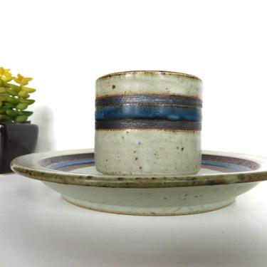 Vintage Otagiri Blue Horizon Small Cup And Saucer, 2 Piece Stoneware Blue Horizons Set From Japan 
