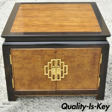 Century Furniture Chin Hua Burl Wood 2 Door Cabinet Square Occasional Table