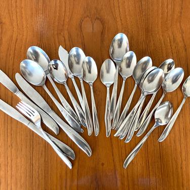 atomic star MCM stainless flatware mix and match 20 pieces spoons, fork, knives - Twin Star Oneida 