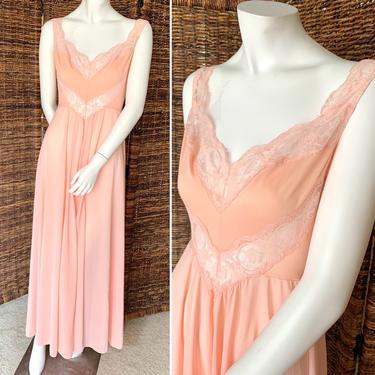 Olga Wide Sweep Gown, Nightie, Sheer Lace, Empire, Deep V, Style 9295, Bodysilk Lingerie, Size L 