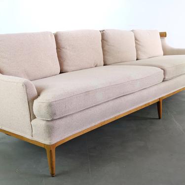 Full Length Sofa in Oak &amp; Cream Fabric by Erwin Lambeth 