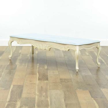 White French Provincial Coffee Table W Powder Blue Top