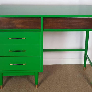 Mid century Modern Desk / green desk / 4 drawers desk by Unique