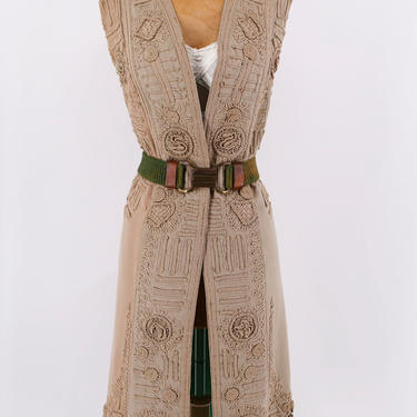 1900s Soutache trim Edwardian pale beige wool waistcoat vest antique vintage 1800s 