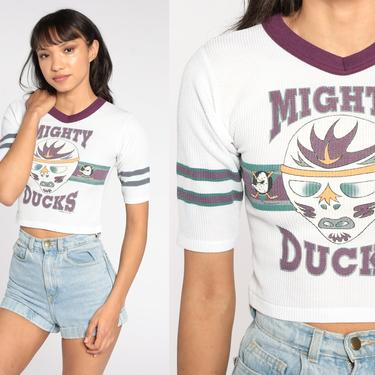 Mighty Ducks Shirt NHL 90s Hockey Sports Short Sleeve Crop Top Vintage Anaheim Graphic Top 2xs Extra Small xs 