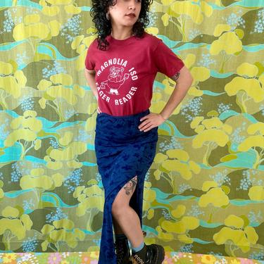 Blue Floral Slinky Skirt