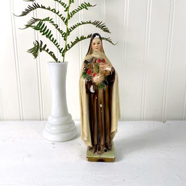 Depositato St. Therese de Lisieux chalkware figurine - 1950s vintage 