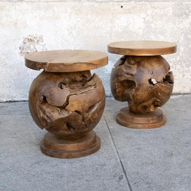 Organic solid wood sphere side table