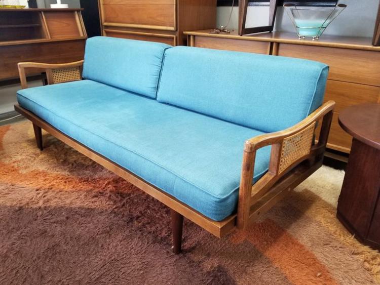 Mid-Century Modern sofa with bowtie arms