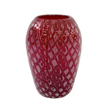 Giulio Radi Handblown Red Glass Vase with Gold Foil 1950 - SOLD