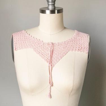 1920s Collar Pink cotton Crochet Trim Choker 