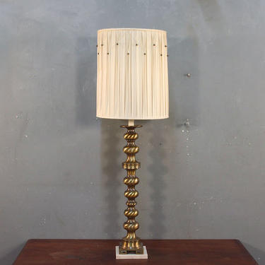 Tall Regency Brass &amp; Marble Table Lamp