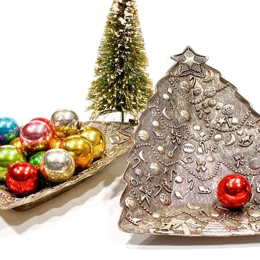 VINTAGE: 2 Silverplated Christmas Tree Candy Dishes - International Silver Company Co  - White Christmas - SKU 14-D2-00030809 
