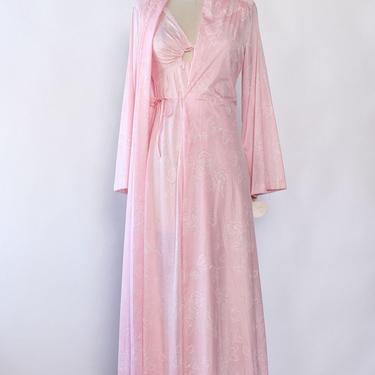 Carnation Pink Keyhole Gown &amp; Robe Set XS/S Petite