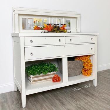 Vintage White Sideboard Buffet with Mirror 