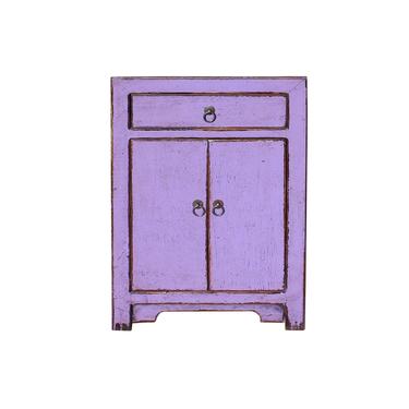 Distressed Grape Purple Lacquer Drawer End Table Nightstand cs5432S