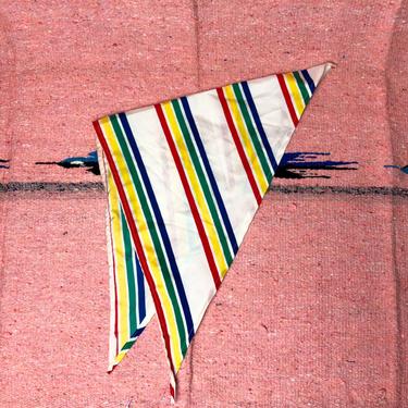 Vintage 1970s Satin Acetate Multi Color Headband Handkerchief, 70s Rainbow Head Band, Hippie Boho by Mo