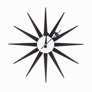 George Nelson Starburst Wall Clock Dark Brown Mid Century Modern 
