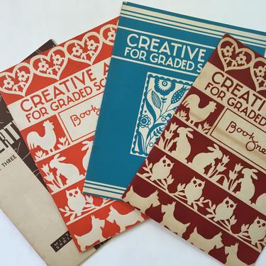 1940's Creative Art For Graded Schools, Lot Of 4 Magazines, Art Teacher's Reference, Crafting, Home School,Inspiring Ideas 