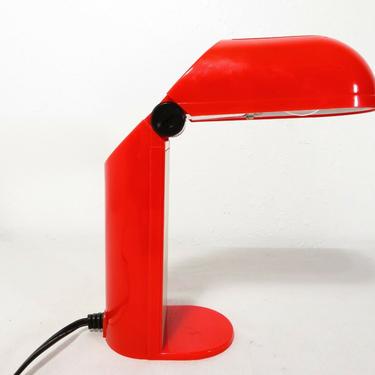 VTG Mid Century MOD SPACE AGE TABLE DESK LAMP Light RED PLASTIC Colombo Kartell