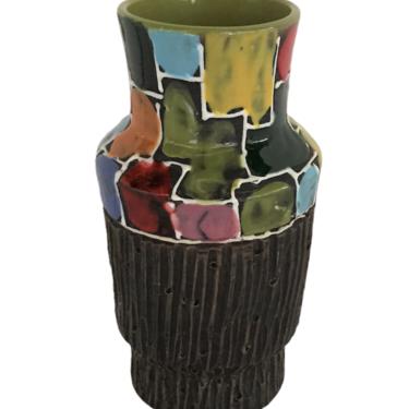Italian Modern Fratelli Fanciullacci Mosaic Design Pottery Vase attrib. to Aldo Londi Bitossi, Italy1960s