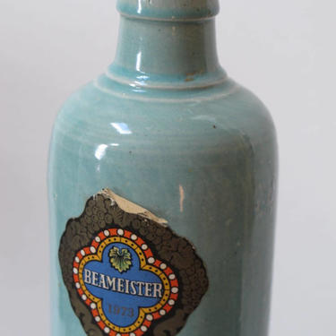Vintage Turquoise Stoneware Jug Rustic Water Pitcher French Country Farmhouse Wine Jug Aqua Blue Ceramic Vase Shabby Chic Crock Jug 